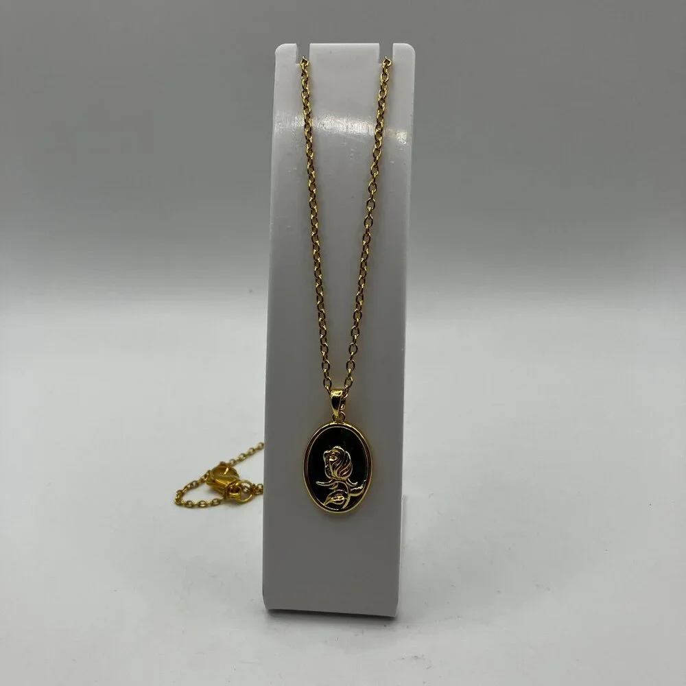 Paua Abalone Oval Pendant with 18k Real Gold-plated Chain Adjustable 20 inch